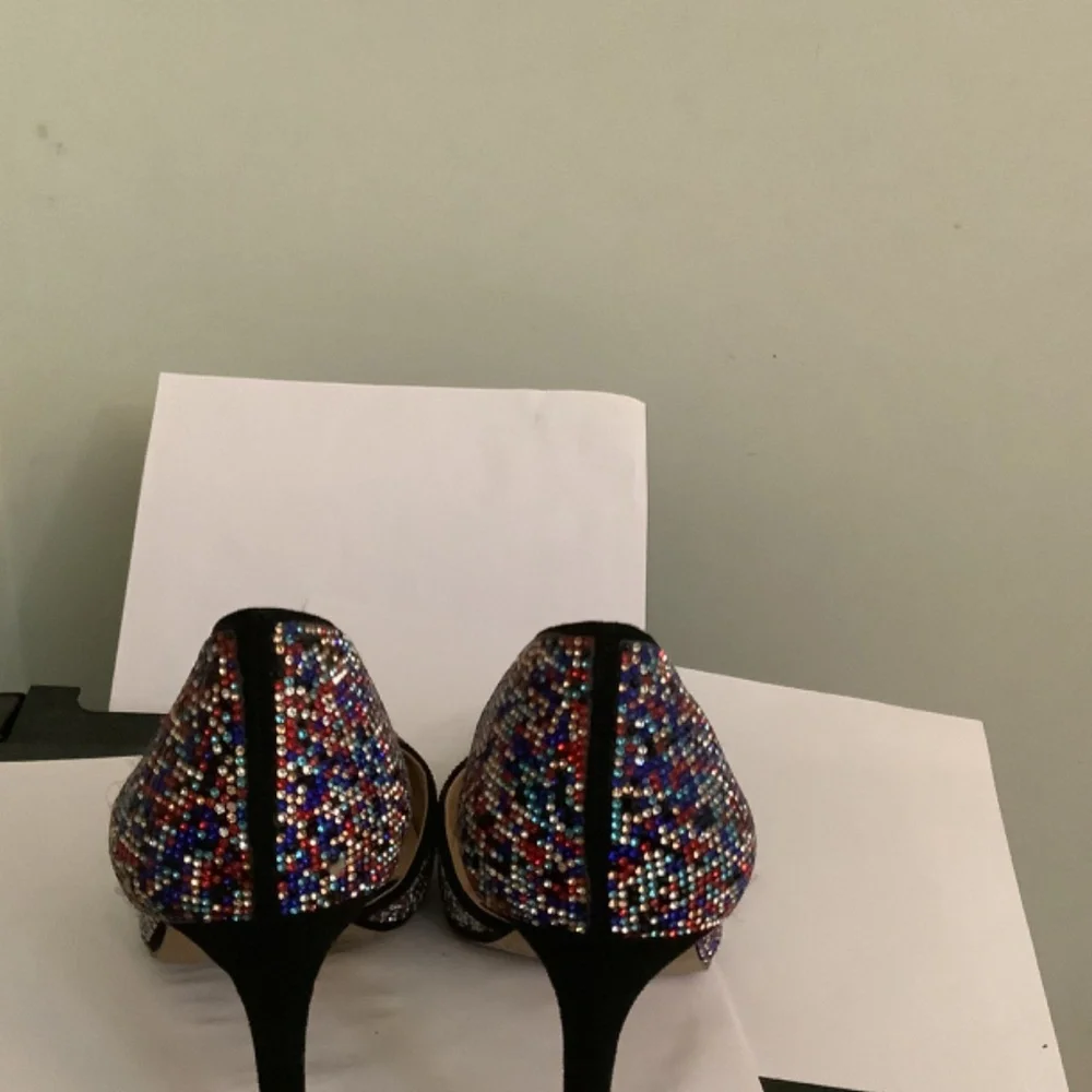 Multi-Color Rhinestone Black Heels - Picture 3 of 4